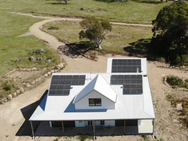 Solar panels installed on house in rural area